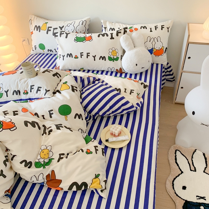 91家纺网 家纺一手货源 找家纺 澳萝拉 2023新款高支密全棉四件套-米菲系列 时尚米菲