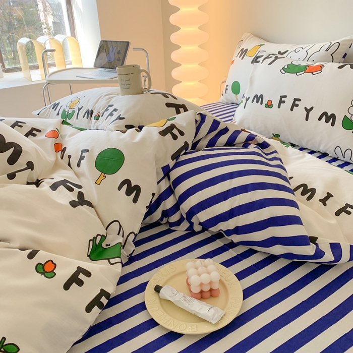 91家纺网 家纺一手货源 找家纺 澳萝拉 2023新款高支密全棉四件套-米菲系列 时尚米菲