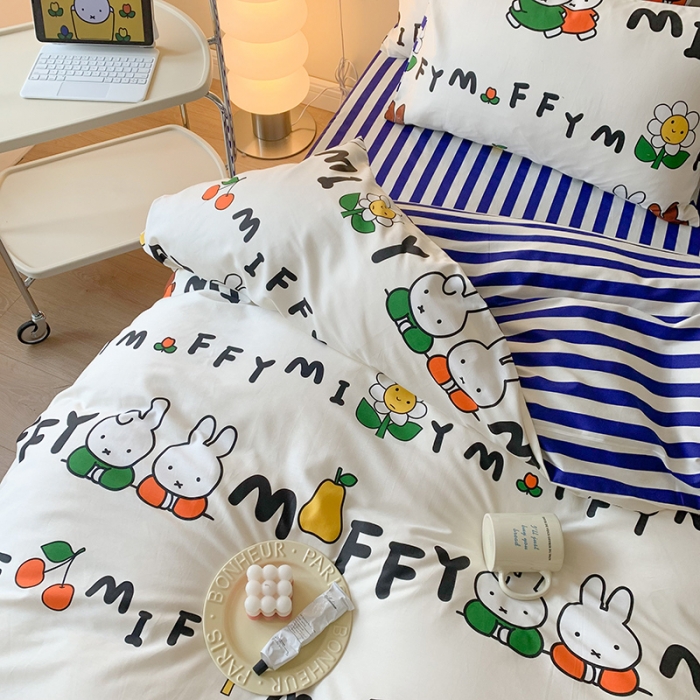 91家纺网 家纺一手货源 找家纺 澳萝拉 2023新款高支密全棉四件套-米菲系列 时尚米菲