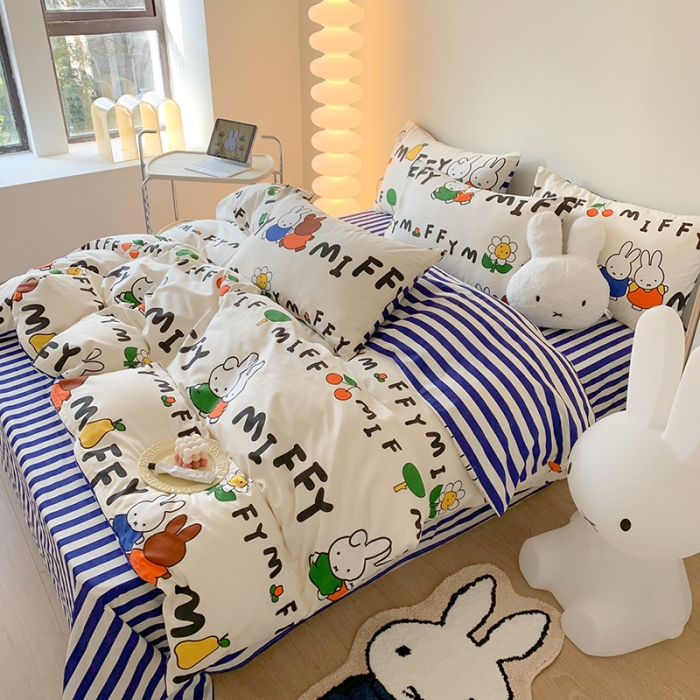 91家纺网 家纺一手货源 找家纺 澳萝拉 2023新款高支密全棉四件套-米菲系列 时尚米菲