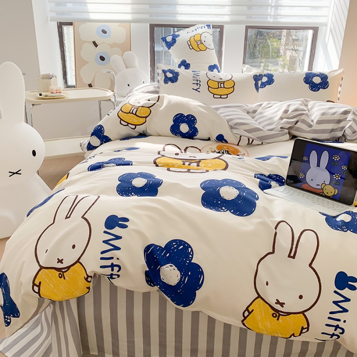 91家纺网 家纺一手货源 找家纺 澳萝拉 2023新款高支密全棉四件套-米菲系列 元气米菲