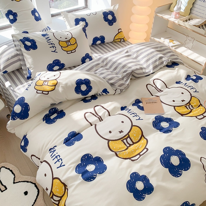 91家纺网 家纺一手货源 找家纺 澳萝拉 2023新款高支密全棉四件套-米菲系列 元气米菲