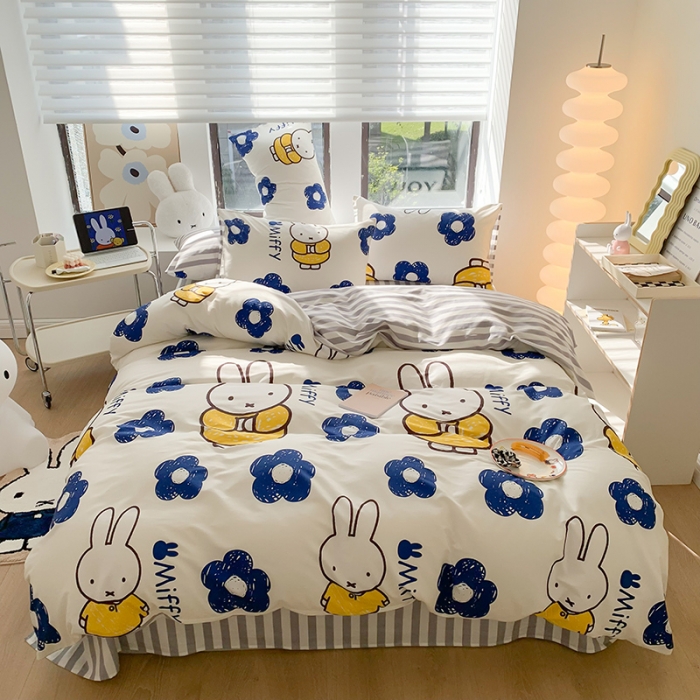 91家纺网 家纺一手货源 找家纺 澳萝拉 2023新款高支密全棉四件套-米菲系列 元气米菲