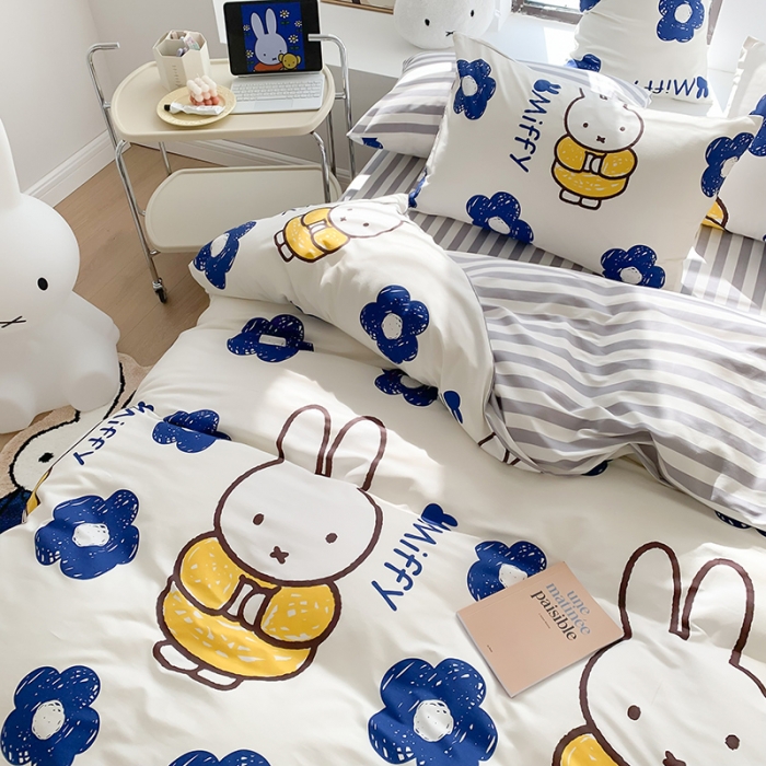 91家纺网 家纺一手货源 找家纺 澳萝拉 2023新款高支密全棉四件套-米菲系列 元气米菲