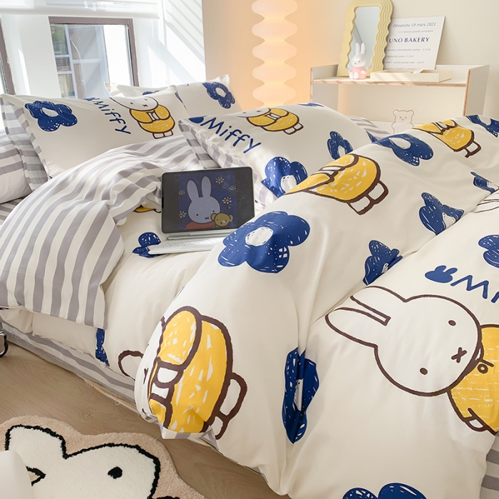 91家纺网 家纺一手货源 找家纺 澳萝拉 2023新款高支密全棉四件套-米菲系列 元气米菲