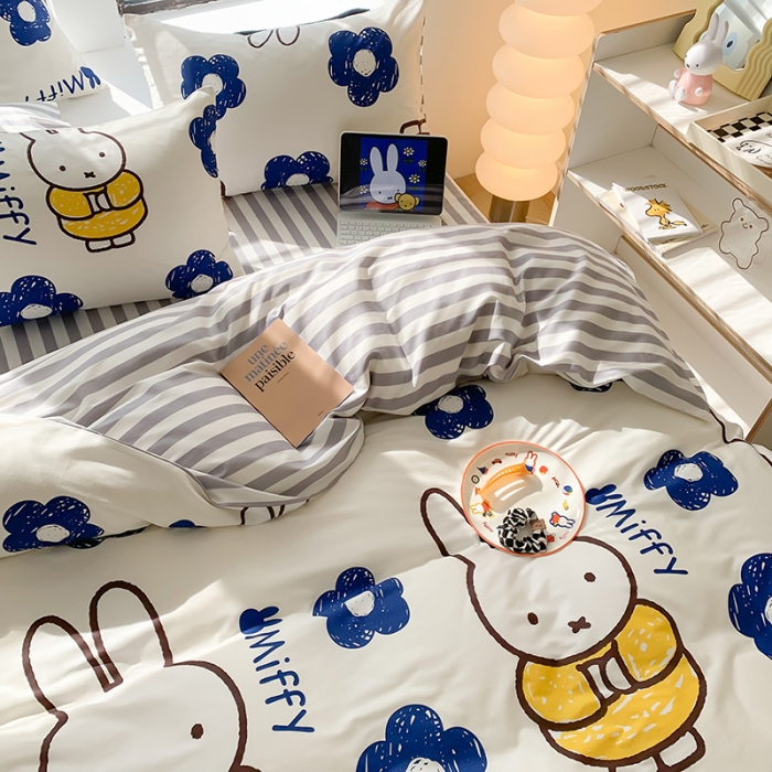 91家纺网 家纺一手货源 找家纺 澳萝拉 2023新款高支密全棉四件套-米菲系列 元气米菲