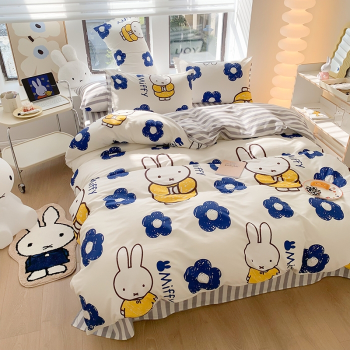 91家纺网 家纺一手货源 找家纺 澳萝拉 2023新款高支密全棉四件套-米菲系列 元气米菲