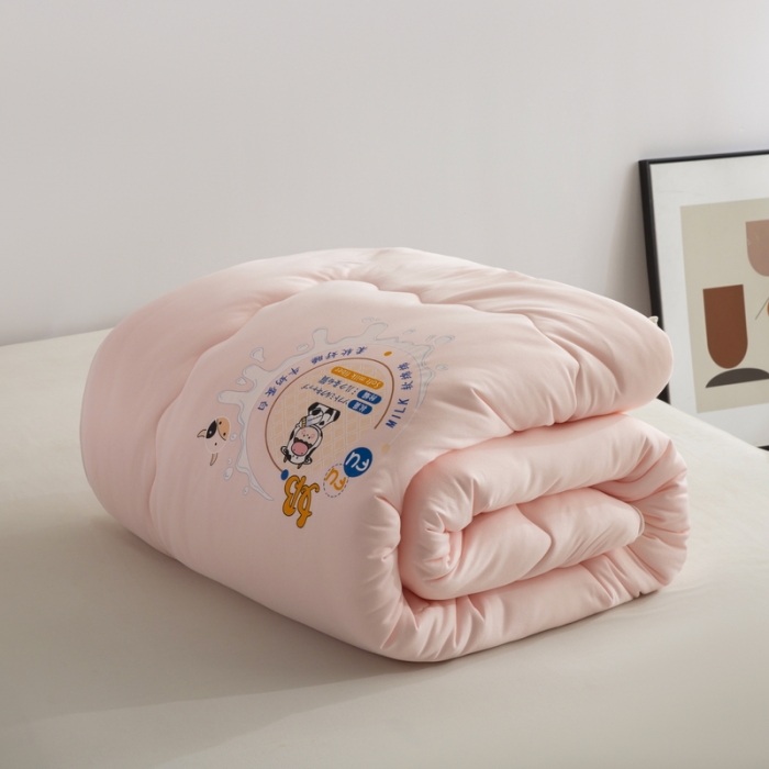 91家纺网 家纺一手货源 找家纺 佳居缘2023新款AB双拼糯糯元气奶盖懒人被 草莓奶芙-粉黄