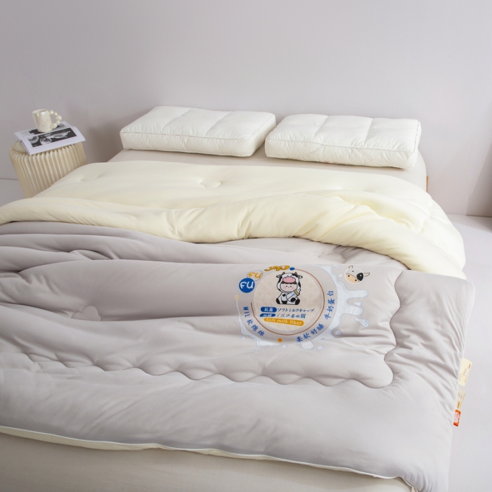 91家纺网 家纺一手货源 找家纺 佳居缘 2023AB双拼糯糯元气奶盖懒人被 芝香奶灰-灰黄