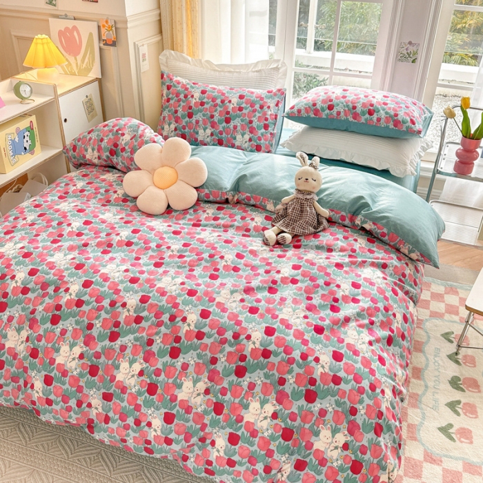 91家纺网 家纺一手货源 找家纺 (总) 清雅福 2025春夏新品全棉13372印花系列四件套