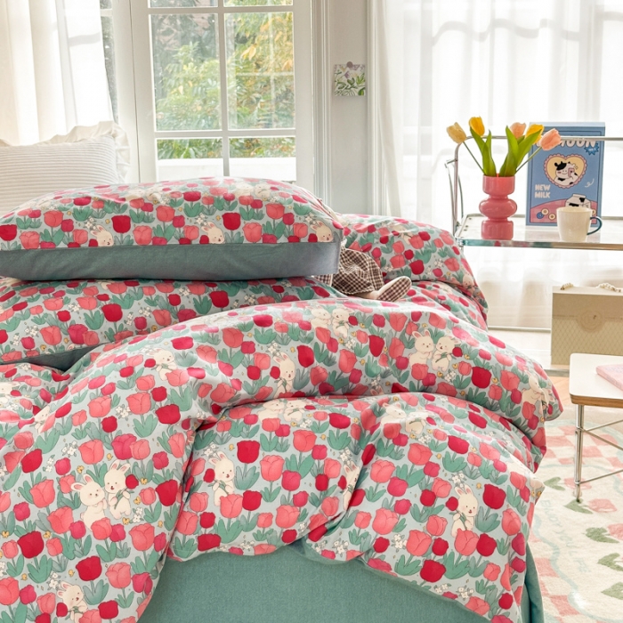 91家纺网 家纺一手货源 找家纺 (总) 清雅福 2025春夏新品全棉13372印花系列四件套