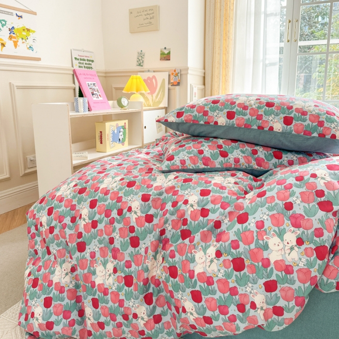 91家纺网 家纺一手货源 找家纺 (总)清雅福 2023春夏新品全棉13372印花系列单品被套