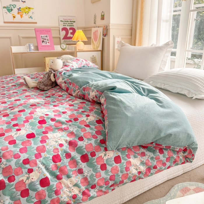 91家纺网 家纺一手货源 找家纺 (总)清雅福 2023春夏新品全棉13372印花系列单品被套