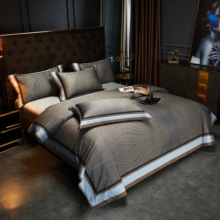 91家纺网 家纺一手货源 找家纺 总 缔缦 2023新款高端120s锦棉数码印花四件套-托卡斯