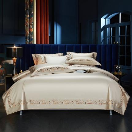 91家纺网 家纺一手货源 找家纺 （总）缔缦 2023新款高端100s长绒棉刺绣四件套-寐