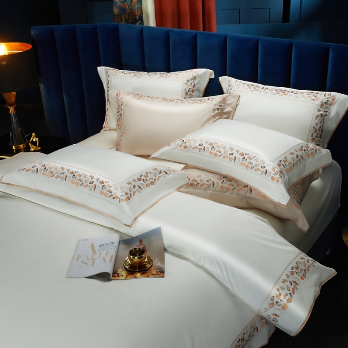 91家纺网 家纺一手货源 找家纺 缔缦 2023新款高端100s长绒棉刺绣四件套-寐 寐-贵族白
