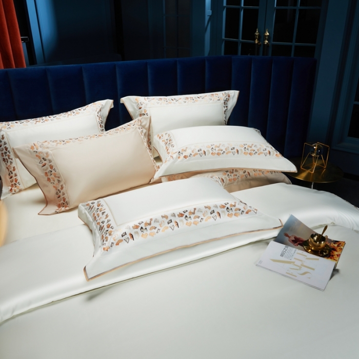 91家纺网 家纺一手货源 找家纺 缔缦 2023新款高端100s长绒棉刺绣四件套-寐 寐-贵族白