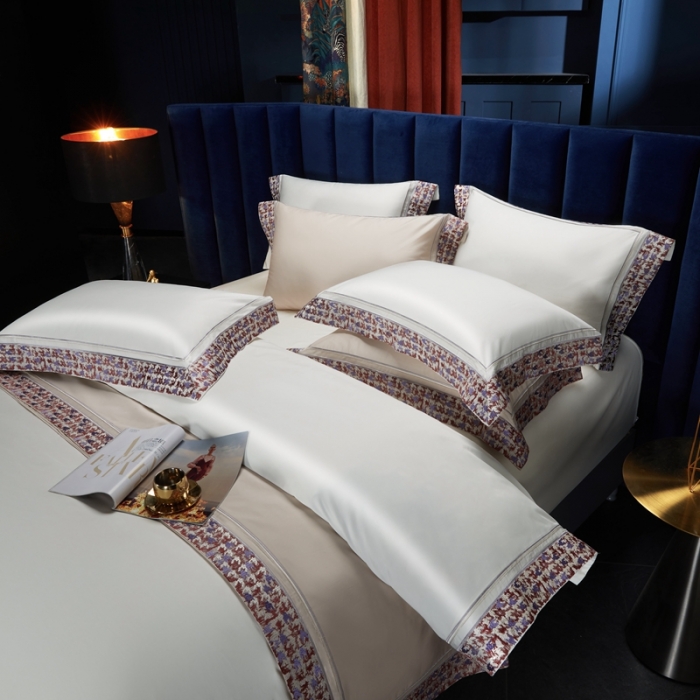 91家纺网 家纺一手货源 找家纺 （总）缔缦 2023新款高端100s长绒棉刺绣四件套-雅典娜