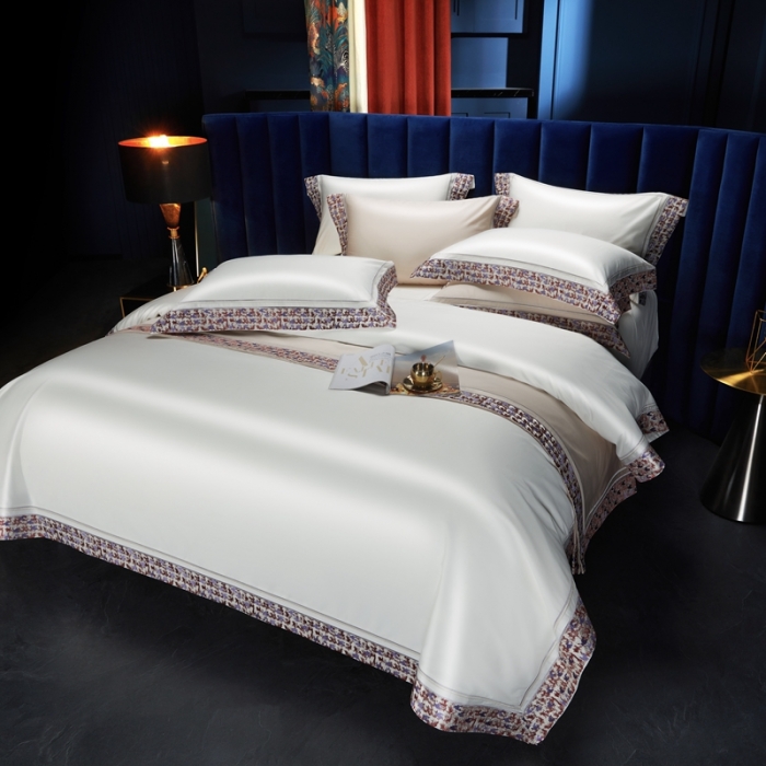 91家纺网 家纺一手货源 找家纺 （总）缔缦 2023新款高端100s长绒棉刺绣四件套-雅典娜