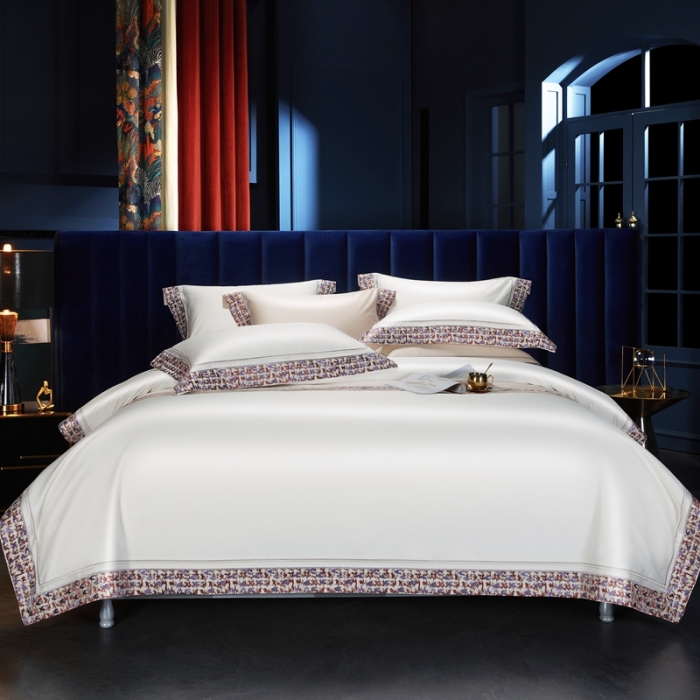 91家纺网 家纺一手货源 找家纺 缔缦 2023新款高端100s长绒棉刺绣四件套-雅典娜 雅典娜-贵族白