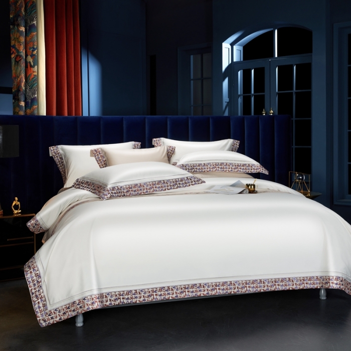 91家纺网 家纺一手货源 找家纺 缔缦 2023新款高端100s长绒棉刺绣四件套-雅典娜 雅典娜-贵族白