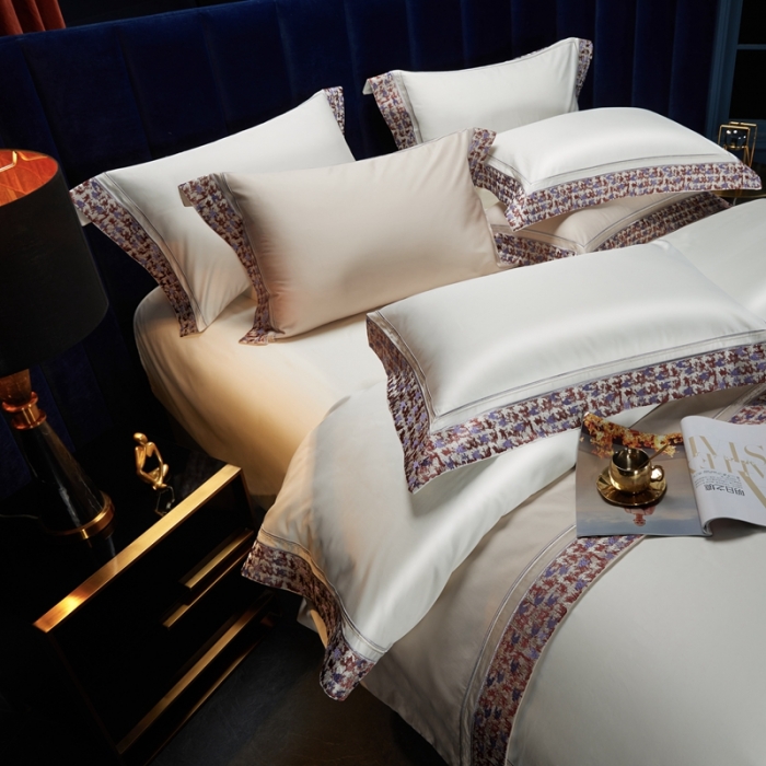 91家纺网 家纺一手货源 找家纺 缔缦 2023新款高端100s长绒棉刺绣四件套-雅典娜 雅典娜-贵族白