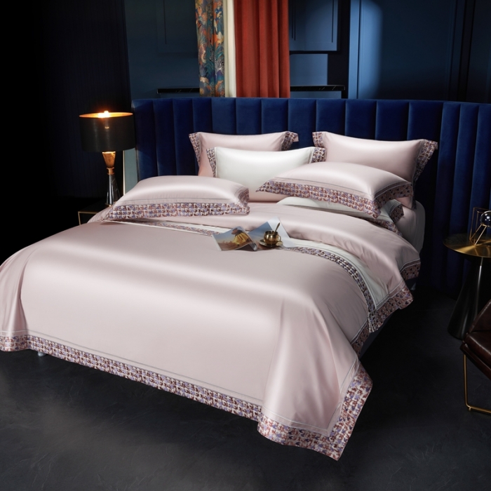 91家纺网 家纺一手货源 找家纺 缔缦 2023新款高端100s长绒棉刺绣四件套-雅典娜 雅典娜-卡其