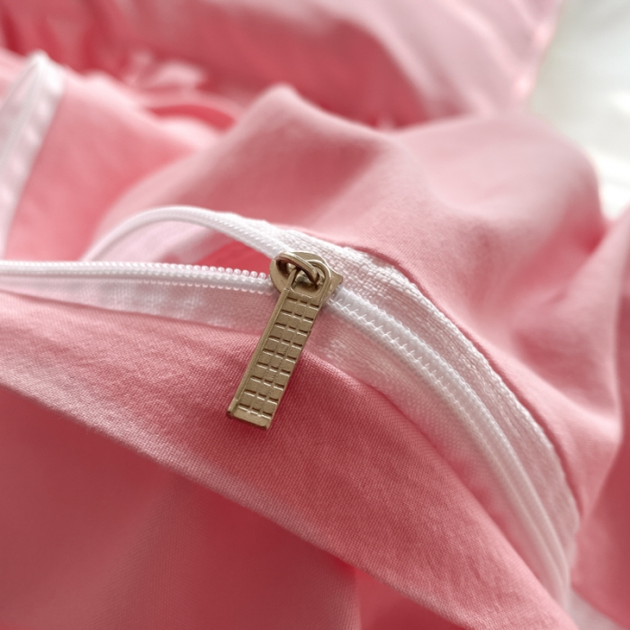 91家纺网 家纺一手货源 找家纺 易禾家纺 2024新款水洗亲肤棉毛巾绣四件套 郁金香-玫粉