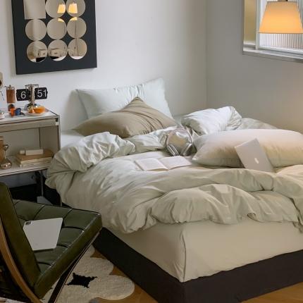 91家纺网 家纺一手货源 找家纺 （总）六巷胡同 2023春夏新品小红书博主风纯色水洗棉四件套