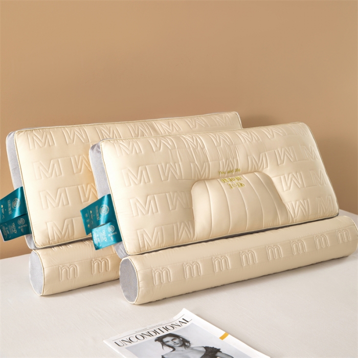 91家纺网 家纺一手货源 找家纺 爱来伊 2023新款乳胶牵引枕头 尊贵黄