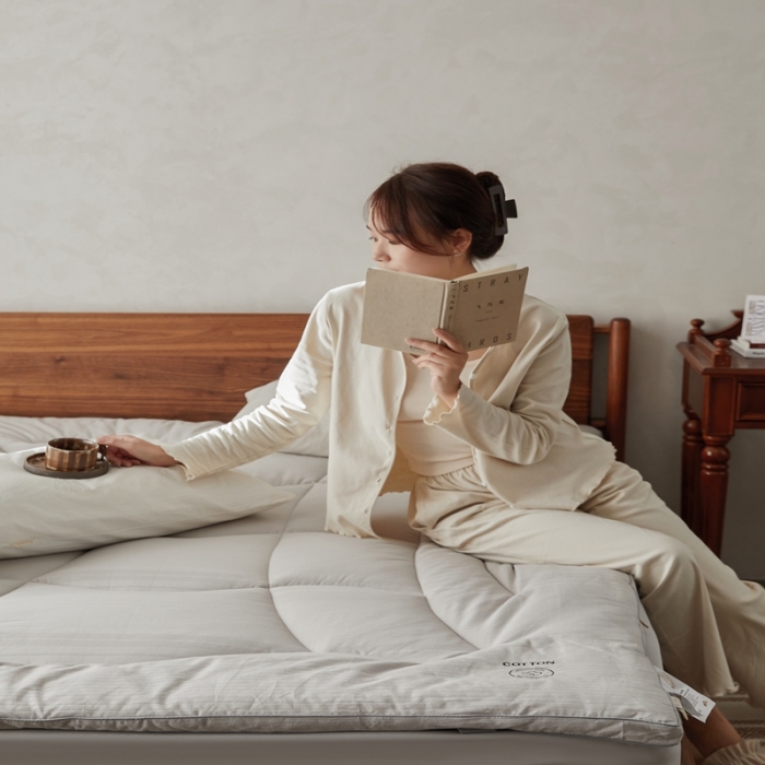 91家纺网 家纺一手货源 找家纺 安莱生活 2023新款原棉大豆床褥软床垫 灰色