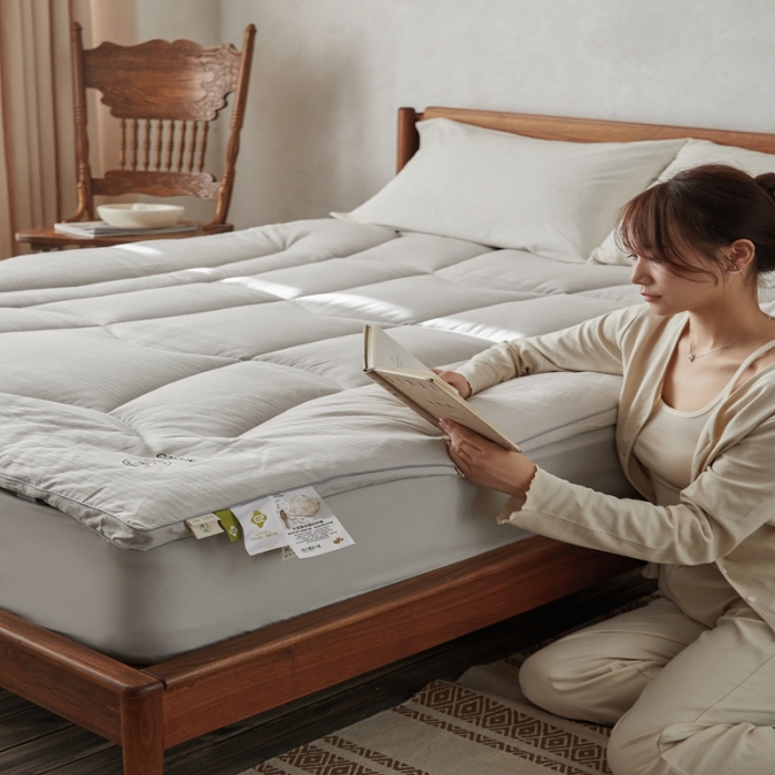 91家纺网 家纺一手货源 找家纺 安莱生活 2023新款原棉大豆床褥软床垫 灰色