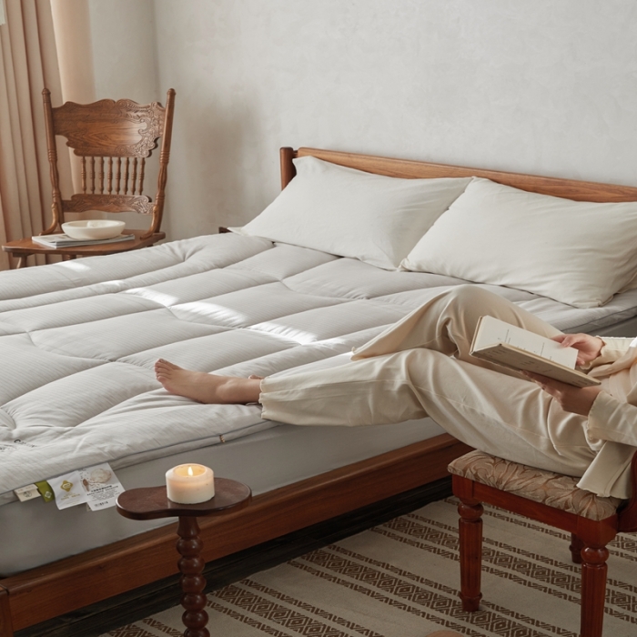 91家纺网 家纺一手货源 找家纺 安莱生活 2023新款原棉大豆床褥软床垫 灰色