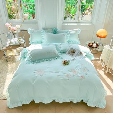 ab家纺 2023新款满绣水洗棉四件套 水兰