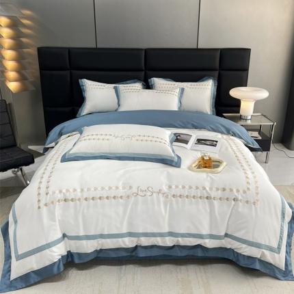 91家纺网 家纺一手货源 找家纺 （总）时亿 2023新款100支长绒棉四件套心晴