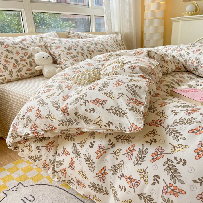 91家纺网 家纺一手货源 找家纺 曼之夏2023春夏新款全棉印花四件套-小清新系列 铃串幽沁