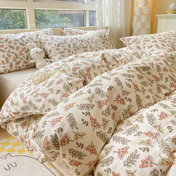 91家纺网 家纺一手货源 找家纺 曼之夏2023春夏新款全棉印花四件套-小清新系列 铃串幽沁