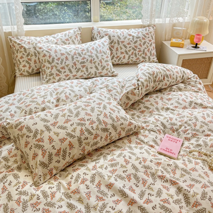 91家纺网 家纺一手货源 找家纺 曼之夏2023春夏新款全棉印花四件套-小清新系列 铃串幽沁