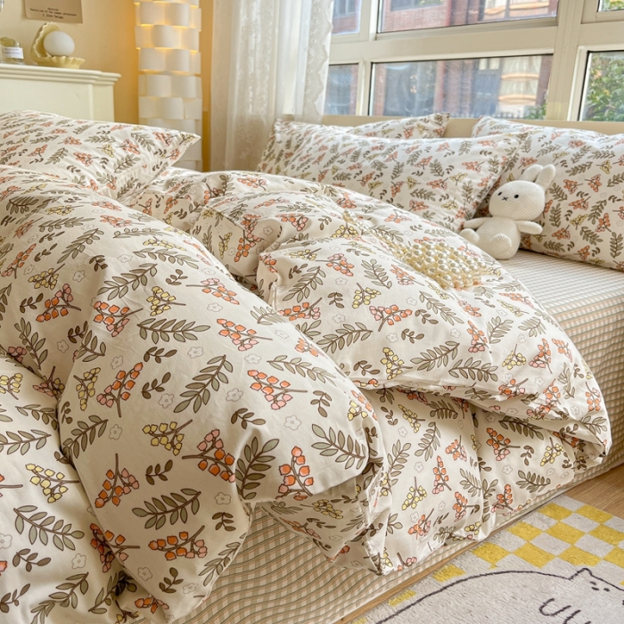 91家纺网 家纺一手货源 找家纺 曼之夏2023春夏新款全棉印花四件套-小清新系列 铃串幽沁