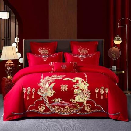 91家纺网 家纺一手货源 找家纺 （总）富之雅 2023新款婚庆全棉四件套-龙凤呈祥