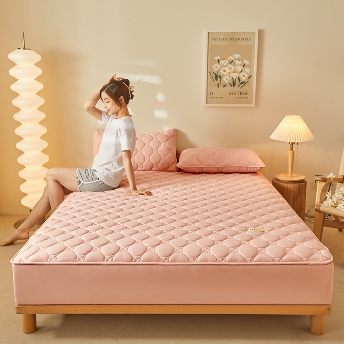 91家纺网 家纺一手货源 找家纺 给笠 2023新款玉米纤维床笠 方圆-淡粉