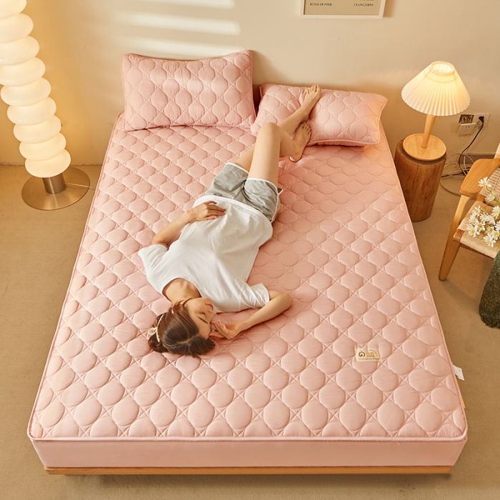 91家纺网 家纺一手货源 找家纺 给笠 2023新款玉米纤维床笠 方圆-淡粉