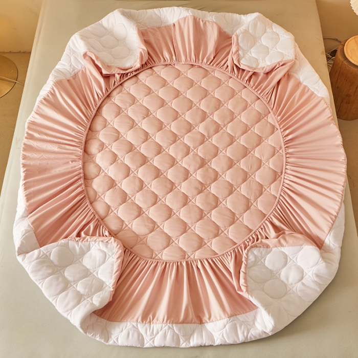 91家纺网 家纺一手货源 找家纺 给笠 2023新款玉米纤维床笠 方圆-淡粉