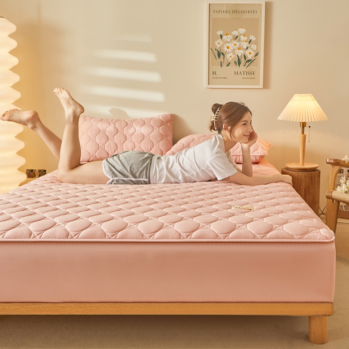 91家纺网 家纺一手货源 找家纺 给笠 2023新款玉米纤维床笠 方圆-淡粉