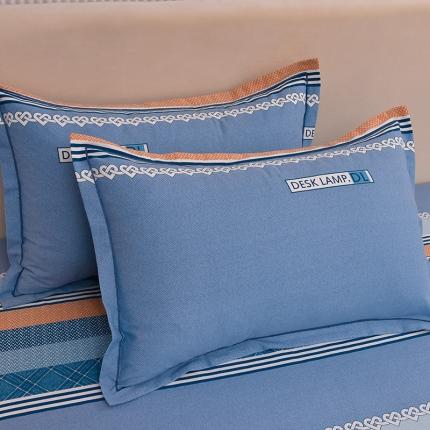 91家纺网 家纺一手货源 找家纺 润淳 2025加厚磨毛单品系列全棉磨毛单枕套北欧之恋蓝