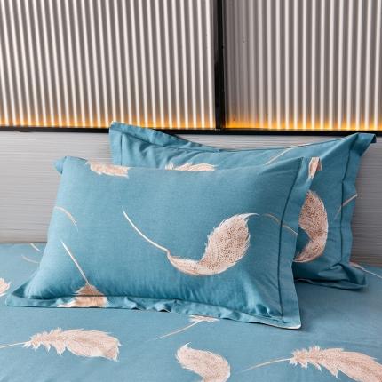 91家纺网 家纺一手货源 找家纺 润淳 2025加厚磨毛单品系列全棉磨毛单枕套凤凰羽蓝