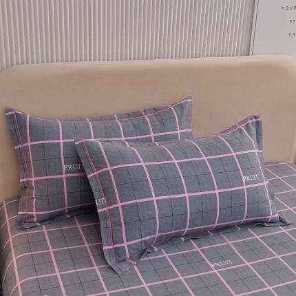 91家纺网 家纺一手货源 找家纺 润淳 2025加厚磨毛单品系列全棉磨毛单枕套格尚生活灰