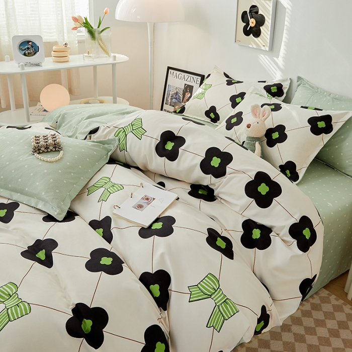 91家纺网 家纺一手货源 找家纺 世爵 2023新款加厚磨毛印花四件套 清微恋曲