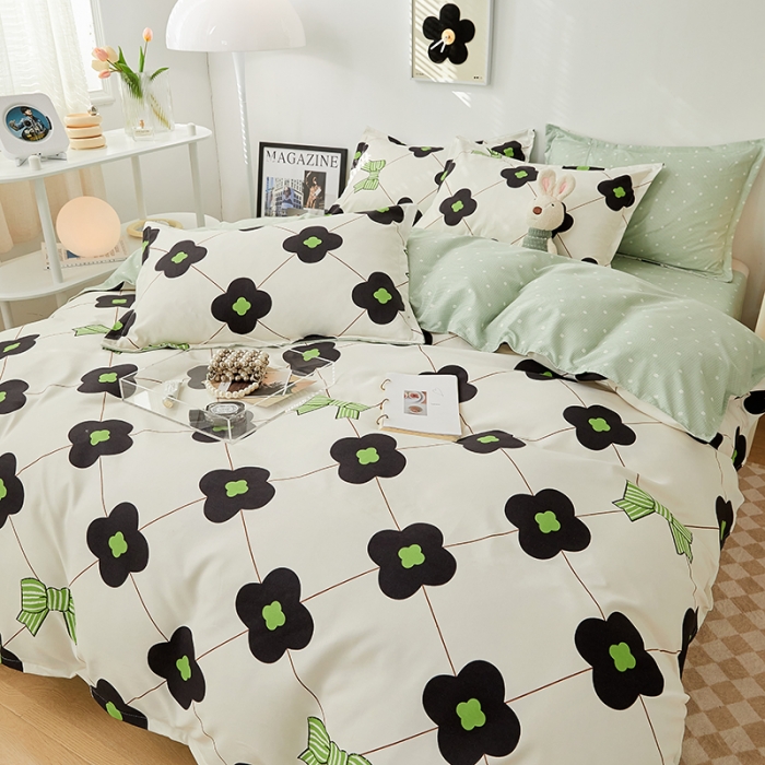 91家纺网 家纺一手货源 找家纺 世爵 2023新款加厚磨毛印花四件套 清微恋曲