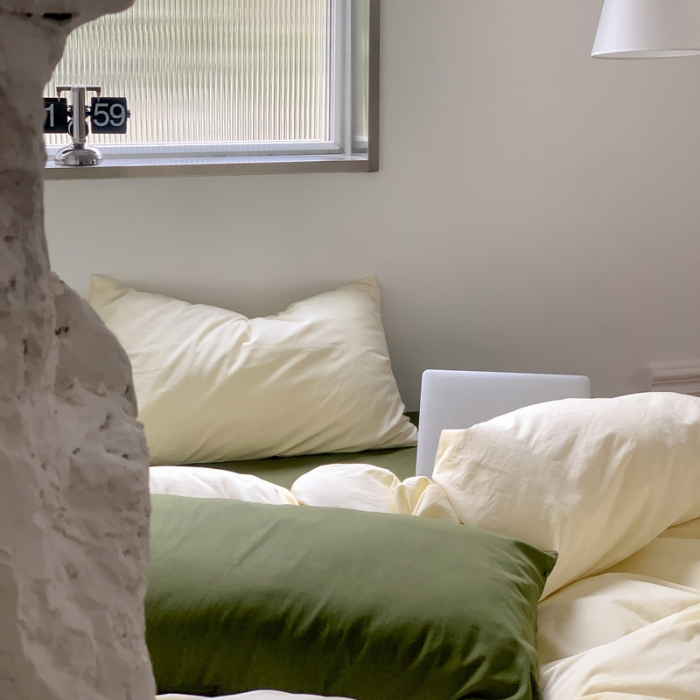 91家纺网 家纺一手货源 找家纺 例外Home新款40s全棉水洗棉混搭系列四件套 豆汁黄橄榄绿